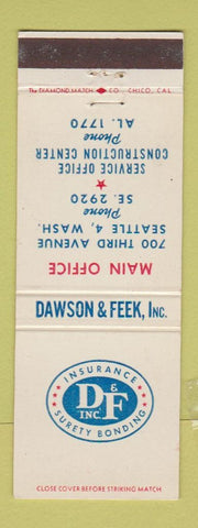 Matchbook Cover - Dawson & Feek Insurance Seattle WA