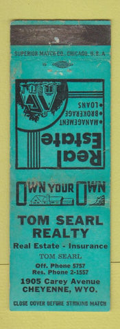 Matchbook Cover - Tom Searl Real Estate Cheyenne WY WEAR