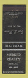 Matchbook Cover - Merker Real Estate Paul Merker WORN