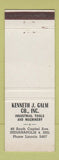 Matchbook Cover - Kenneth Galm Industrial Tool Machinery Indianapolis IN