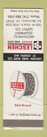 Matchbook Cover - Leschen Wire Rope San Bernardino CA WEAR