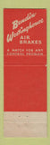 Matchbook Cover - Bendix Westinghouse Brakes Oakland CA