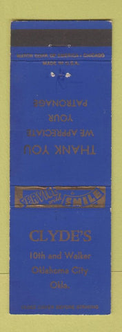 Matchbook Cover - Clydes Oklahoma City OK