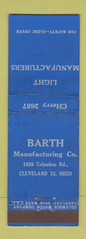 Matchbook Cover - Barth Manufacturing Light Cleveland OH WEAR