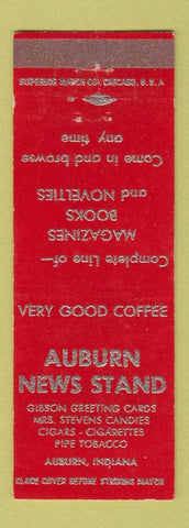 Matchbook Cover - Auburn News Stand Auburn IN books magazines