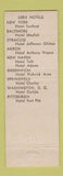 Matchbook Cover - Lebis Hotels New York City Syracuse Baltimore New Haven