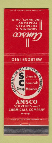 Matchbook Cover - Amsco Solvents Chemical Cincinnati OH