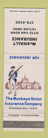 Matchbook Cover - McNally Insurance Buckeye Union Columbus OH WEAR