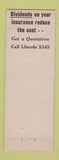 Matchbook Cover - Indiana Lumbermens Insurance IN WEAR