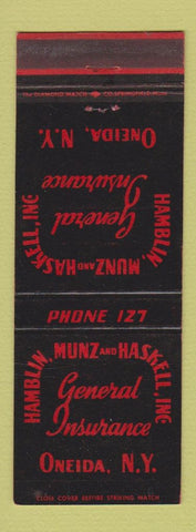 Matchbook Cover - Hamblin Munz Haskell Insurance Oneida NY