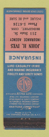 Matchbook Cover - AETNA Insurance John Ives Bridgeport CT