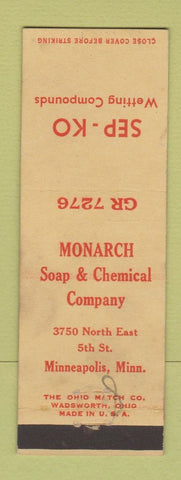 Matchbook Cover - Sep Ko Wetting Compounds Monarch Soap Minneapolis MN WEAR
