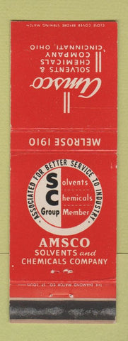 Matchbook Cover - Amsco Solvents Chemical Cincinnati OH WEAR