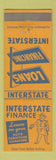 Matchbook Cover - Interstate Finance Loans New Castle IN