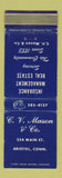 Matchbook Cover - CV Mason Insurance Real Estate Bristol CT WEAR