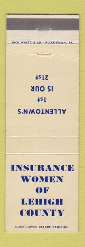 Matchbook Cover - Insurance Women of Lehigh House Allentown PA