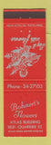 Matchbook Cover - Bohnert's Flowers Charleston WV