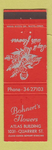 Matchbook Cover - Bohnert's Flowers Charleston WV