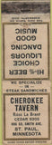 Matchbook Cover - Cherokee Tavern St Paul MN WORN
