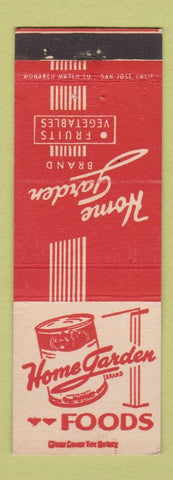 Matchbook Cover - Home Garden Brand Canned Fruits Vegetables