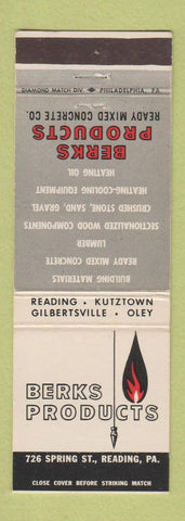 Matchbook Cover - Berks Products Ready Mixed Concrete Reading PA
