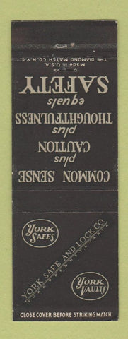 Matchbook Cover - York Safe and Lock York PA vaults