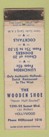 Matchbook Cover - Wooden Shoe Hollywood CA KING MIDAS WORN