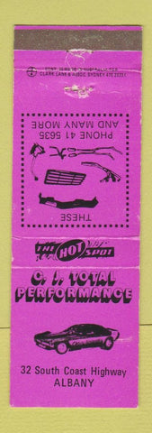 Matchbook Cover - CJ Total Performance Albany Australia WEAR auto parts