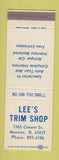Matchbook Cover - Lee's Trim Shop auto tops interiors Maumee OH