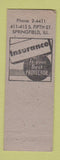 Matchbook Cover - RW Troxell and Company Springfield IL Insurance