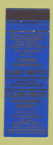 Matchbook Cover - Leland Smith Insurance Agency Decatur IN WEAR