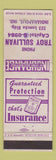 Matchbook Cover - Troy Sullivan Insurance Indianapolis IN WEAR