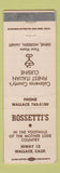 Matchbook Cover - Rossetti's Restaurant Italian Wallace CA WEAR
