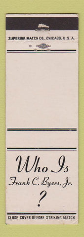 Matchbook Cover - Frank Byers Insurance Real Estate Cedar Rapids IA