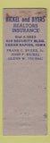 Matchbook Cover - Frank Byers Insurance Real Estate Cedar Rapids IA