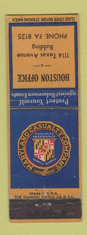 Matchbook Cover - Maryland Casualty Company Insurance Houston TX WEAR