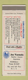 Matchbook Cover - Joe Yarmala Real Estate Insurance Middlebury VT?