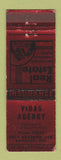 Matchbook Cover - Vida's Real Estate Insurance Kenosha WI WEAR