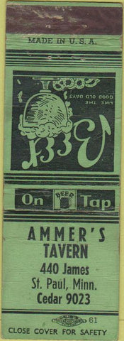 Matchbook Cover - Ammer's Tavern ST Paul MN WORN
