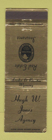 Matchbook Cover - Hugh W Jones Insurance Lander Riverton WY WEAR