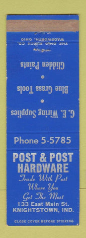 Matchbook Cover - Post & Post Hardware Knightstown IN GE Glidden Paints