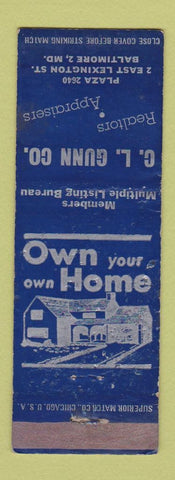 Matchbook Cover - CL Gunn Real Estate Baltimore MD WORN