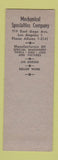 Matchbook Cover - Mechanicals Specialties Company Los Angeles CA SAMPLE