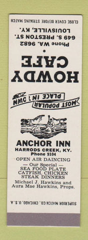 Matchbook Cover - Howdy Cafe Anchor Inn Harrods Creek KY Louisville SAMPLE
