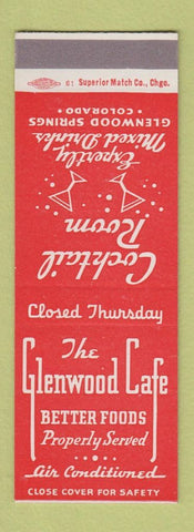 Matchbook Cover - Glenwood Cafe Glenwood Springs Colorado SAMPLE