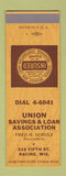 Matchbook Cover - Union Savings and Loan Racine WI Fred Schultz SAMPLE