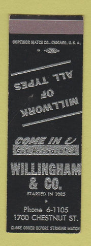 Matchbook Cover - Willingham and Company millwork SAMPLE