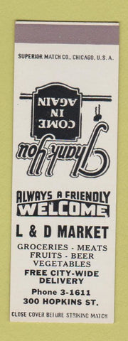 Matchbook Cover - L&D Market Grocery SAMPLE