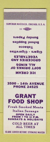 Matchbook Cover - Grant Food Shop SAMPLE