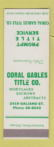 Matchbook Cover - Coral Gables Title Mortgage FL? SAMPLE